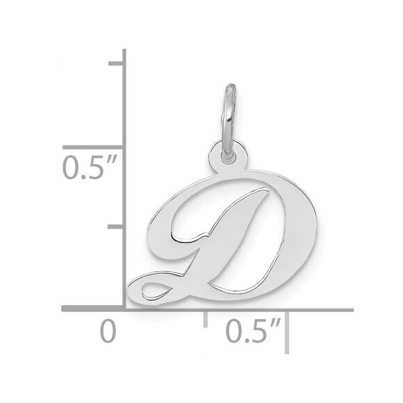 10k White Gold Small Fancy Script Initial D Charm - Picture 2 of 2